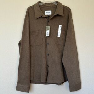 Goodfellow and Co Brown long sleeve Button Down Two Front Pockets New